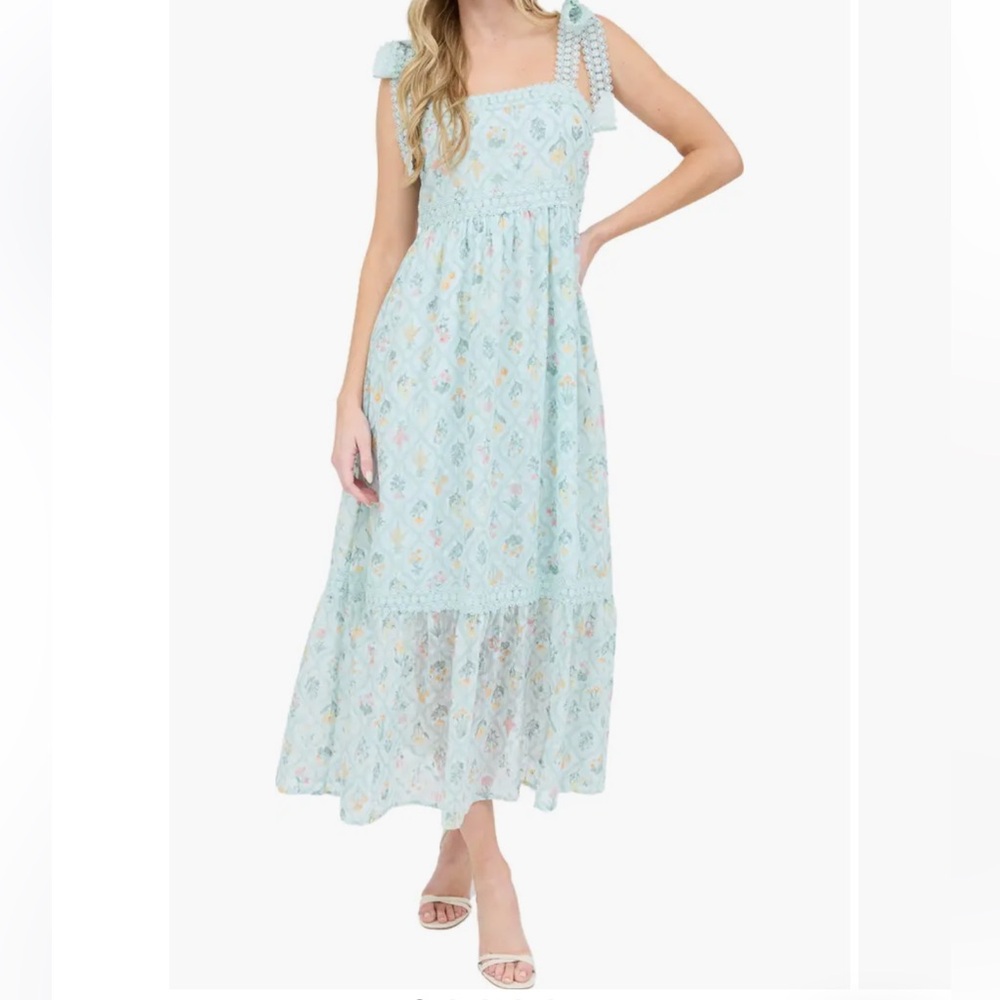 Light Blue Patterned Maxi Dress